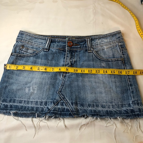 Denim Mini Distressed Skirt by HFH Advocacy Induct 2006 Orange Button SZ M - Picture 9 of 12